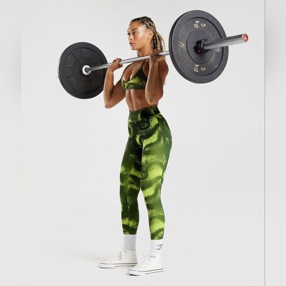 Gymshark GS Power Regular Leggings Size M in Green/Moss Olive Print NWT in packa - Picture 4 of 9